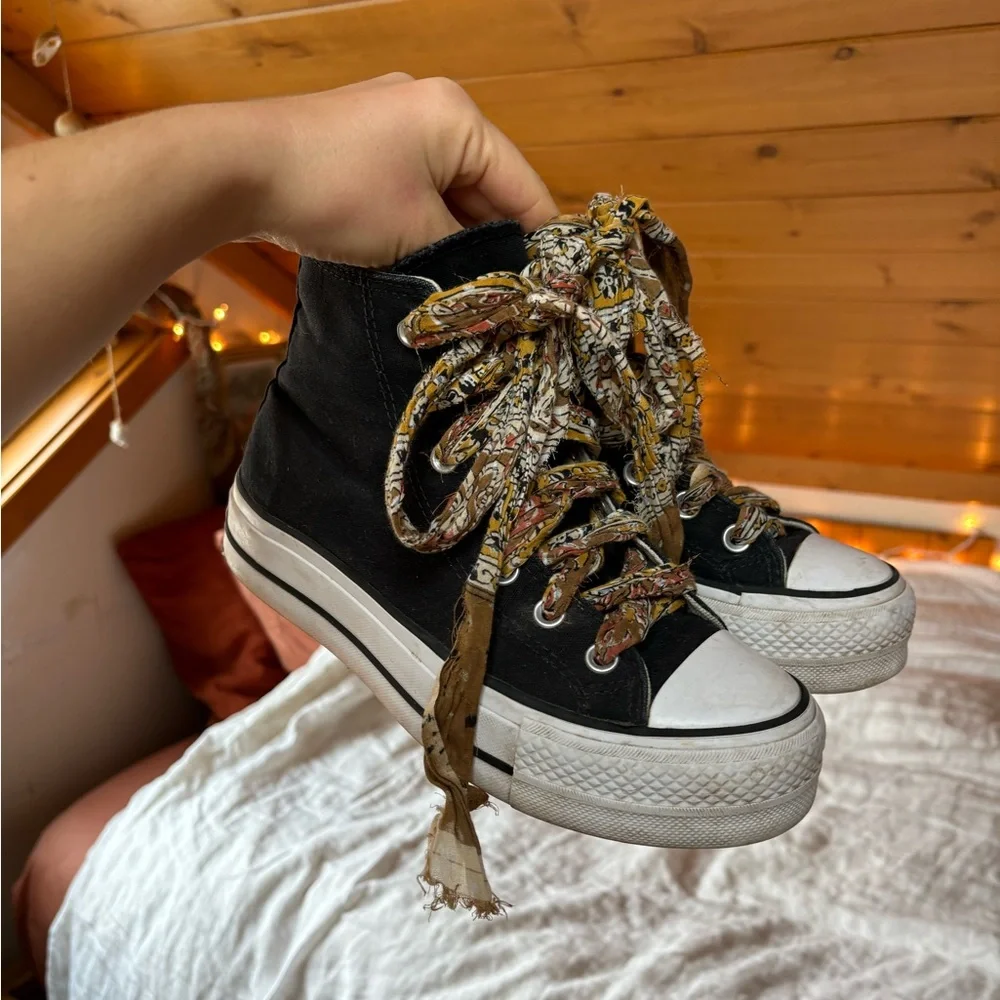 Converse Hightop Sneakers with Bohemian Laces - Picture 2 of 9
